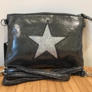 Dark silver Star clutch / shoulder bag