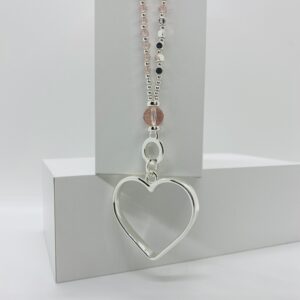 Heart, hoop and bead necklace