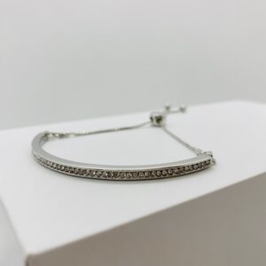 White gold plated Cubic Zorconia chain back bracelet