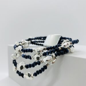Bead and crystal layered bracelet