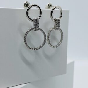 White gold plated Cubic Zorconia stud to hoop drop earing