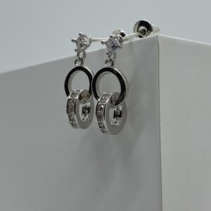 White gold plated Cubic Zorconia interlinking hoop drop earing