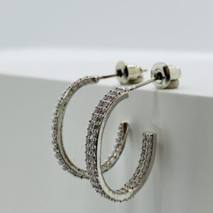 White gold plated Cubic Zorconia hoops 3/4
