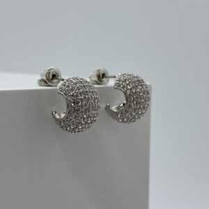 White gold plated Cubic Zorconia Small hoop