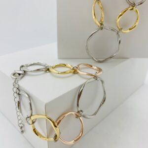 silver n gold plated large link chain bracelet