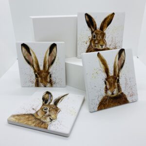 Set of 4 ceramic Rabbit/Hare Coasters