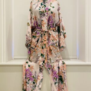 Pink spring flower kimono cotton mix