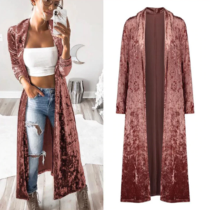Crushed Velvet Long Cardigan/Jacket