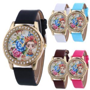 Cubic Zirconia / Leather Womans Wrist Watch